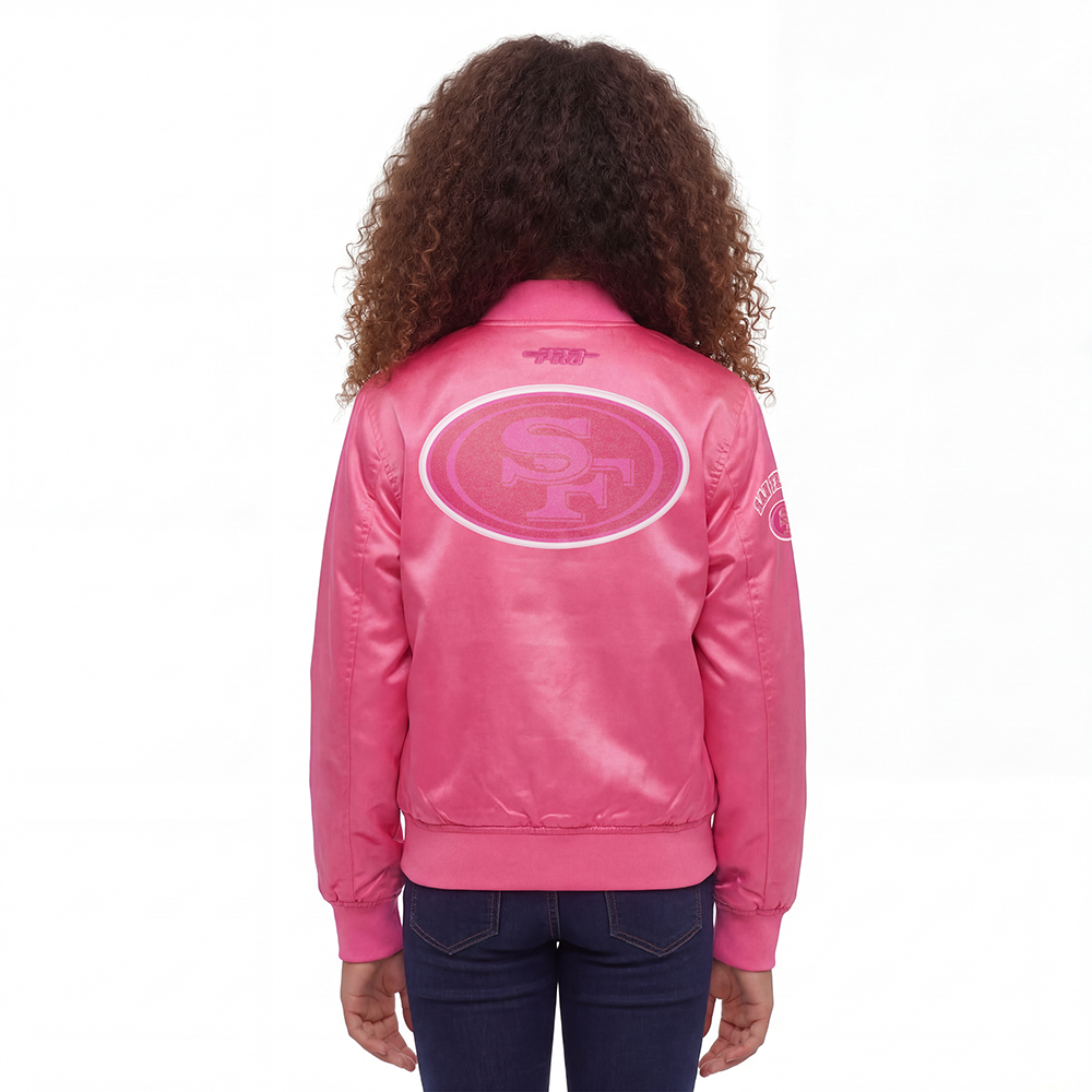 NFL SAN FRANCISCO 49ERS TRIPLE PINK BIG GIRLS  SATIN JACKET (BEETROOT PURPLE)