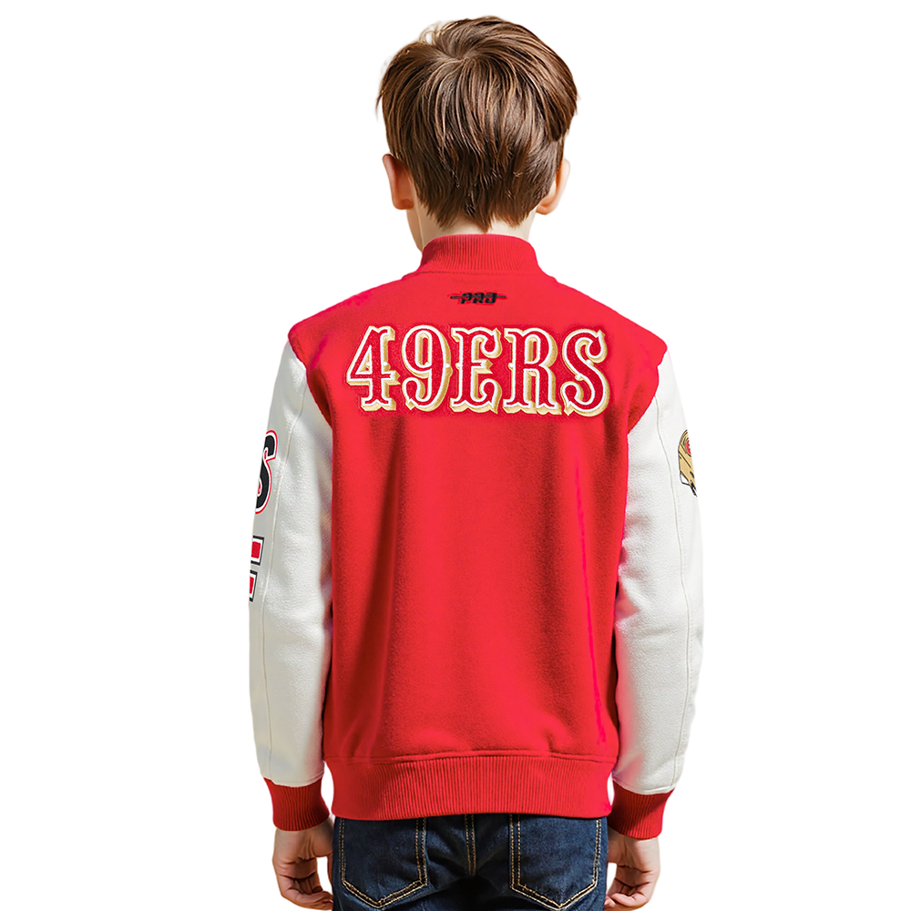 NFL SAN FRANCISCO 49ERS CLASSIC BIG BOYS WOOL VARSITY JACKET (RED/WHITE)