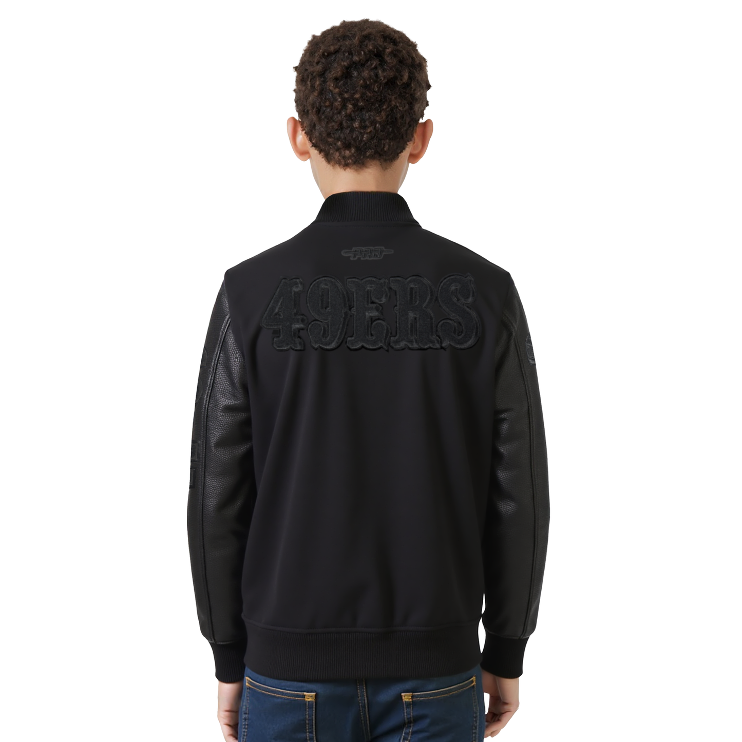 NFL SAN FRANCISCO 49ERS TRIPLE BLACK BIG BOYS WOOL VARSITY JACKET (JET BLACK)
