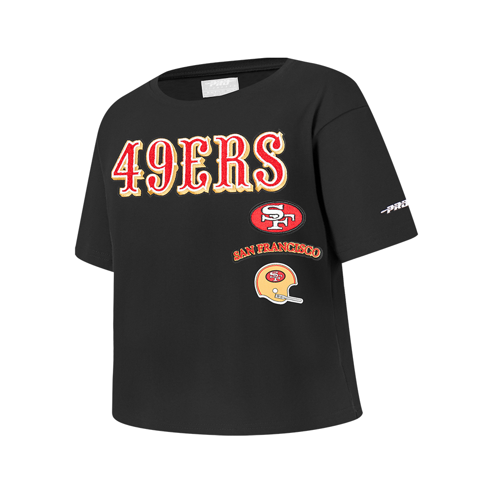 NFL SAN FRANCISCO 49ERS RETRO CLASSIC BIG GIRLS SHORT SLEEVE BOXY TEE (BLACK)