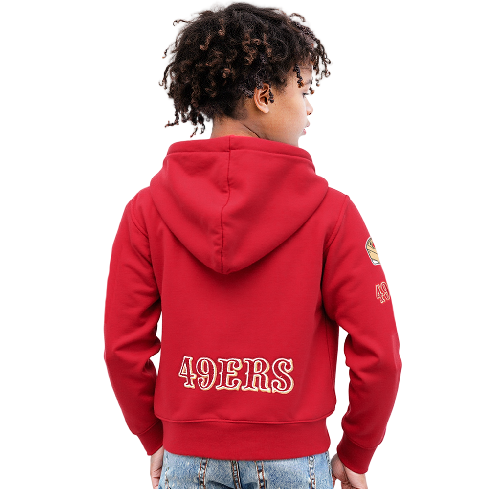 NFL SAN FRANCISCO 49ERS CLASSIC BIG GIRLS FLEECE FULL ZIP HOODIE (RED)