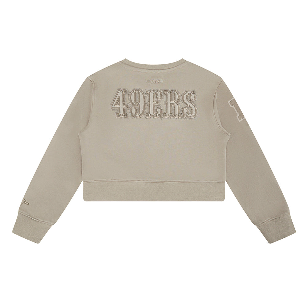 NFL SAN FRANCISCO 49ERS NEUTRAL BIG GIRLS FLEECE CREWNECK (TAUPE)