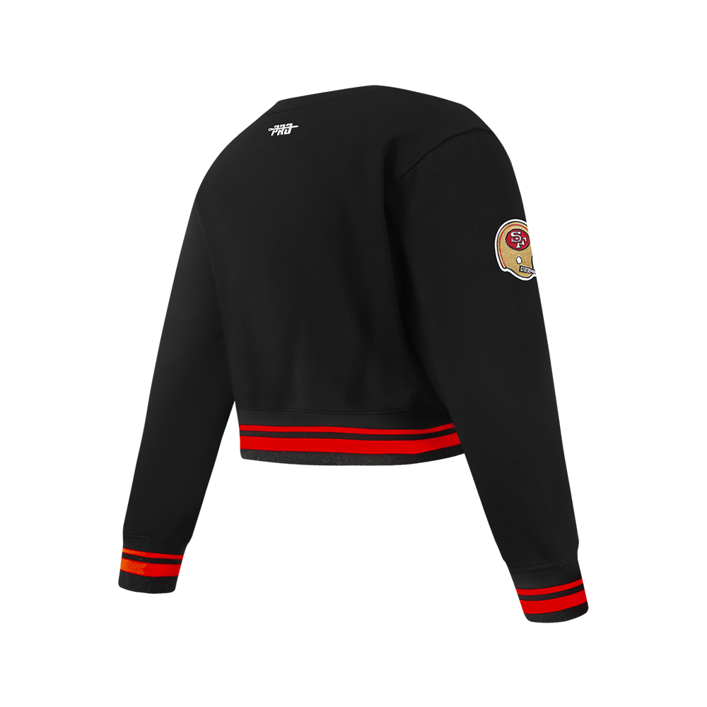 NFL SAN FRANCISCO 49ERS RETRO CLASSICS BIG GIRL'S RIB FLEECE CREWNECK (BLACK/RED/BLACK)