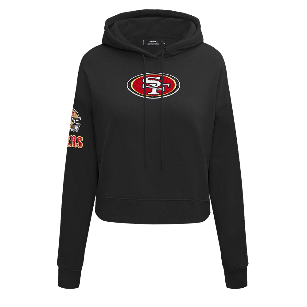 NFL SAN FRANCISCO 49ERS CLASSIC FLC CROPPED PO HOODIE (BLACK)