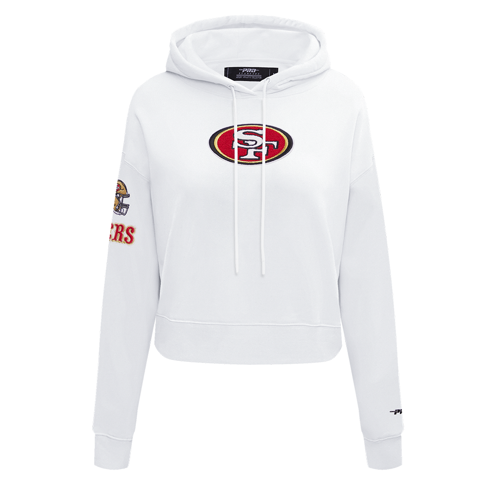 NFL SAN FRANCISCO 49ERS CLASSIC FLC CROPPED PO HOODIE (WHITE)