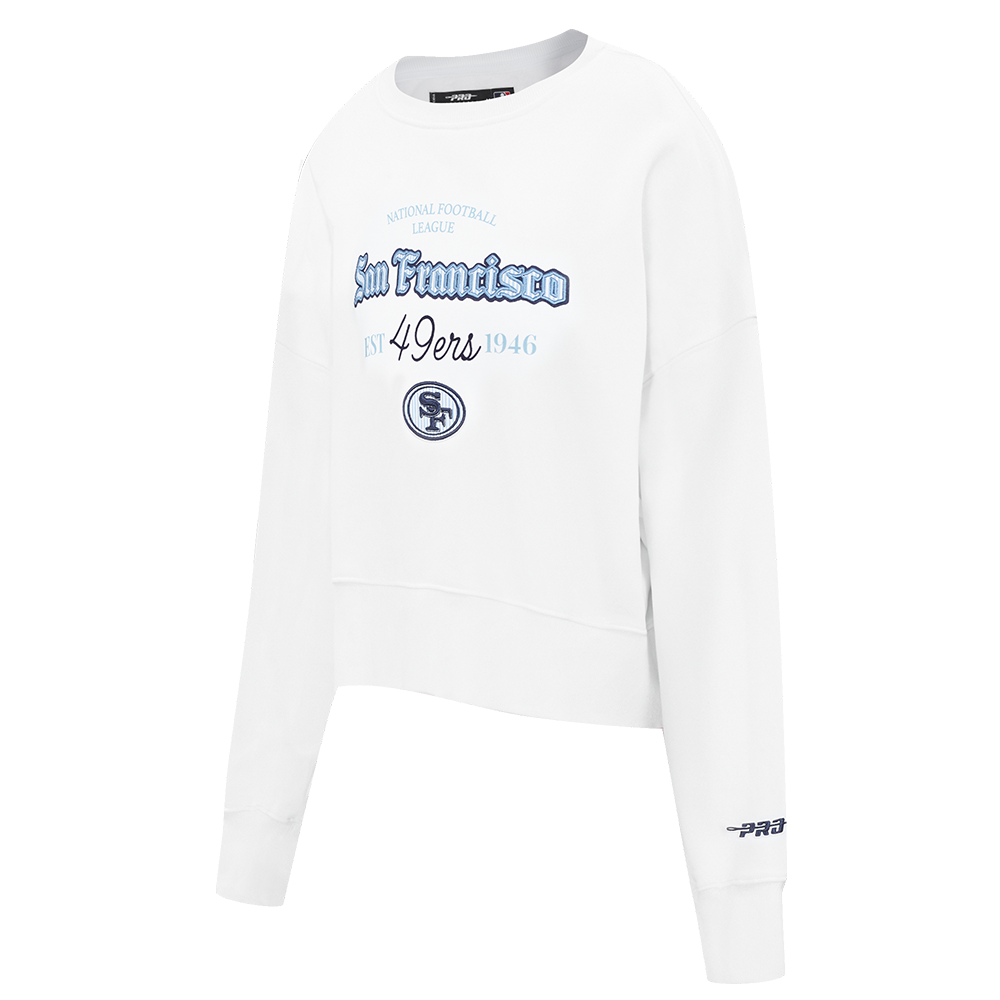 NFL SAN FRANCISCO 49ERS COUNTRY CLUB WOMEN'S DOUBLE KNIT CREWNECK (WHITE)