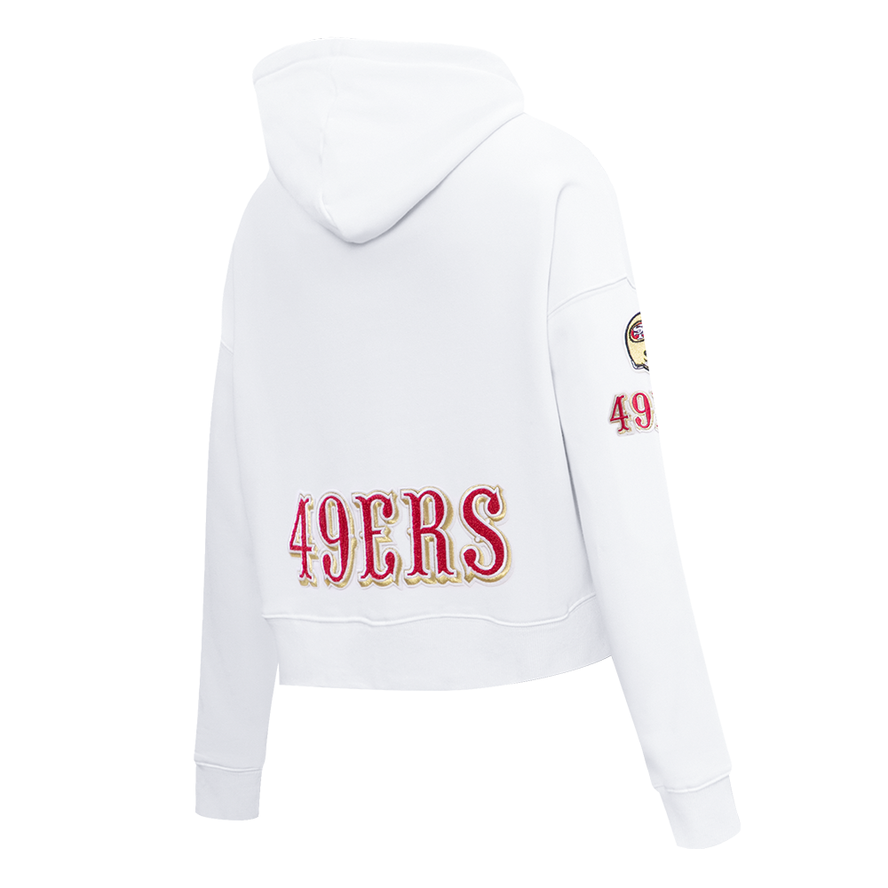 SAN FRANCISCO 49ERS RETRO CLASSIC FLC CROPPED PO HOODIE (EGGSHELL