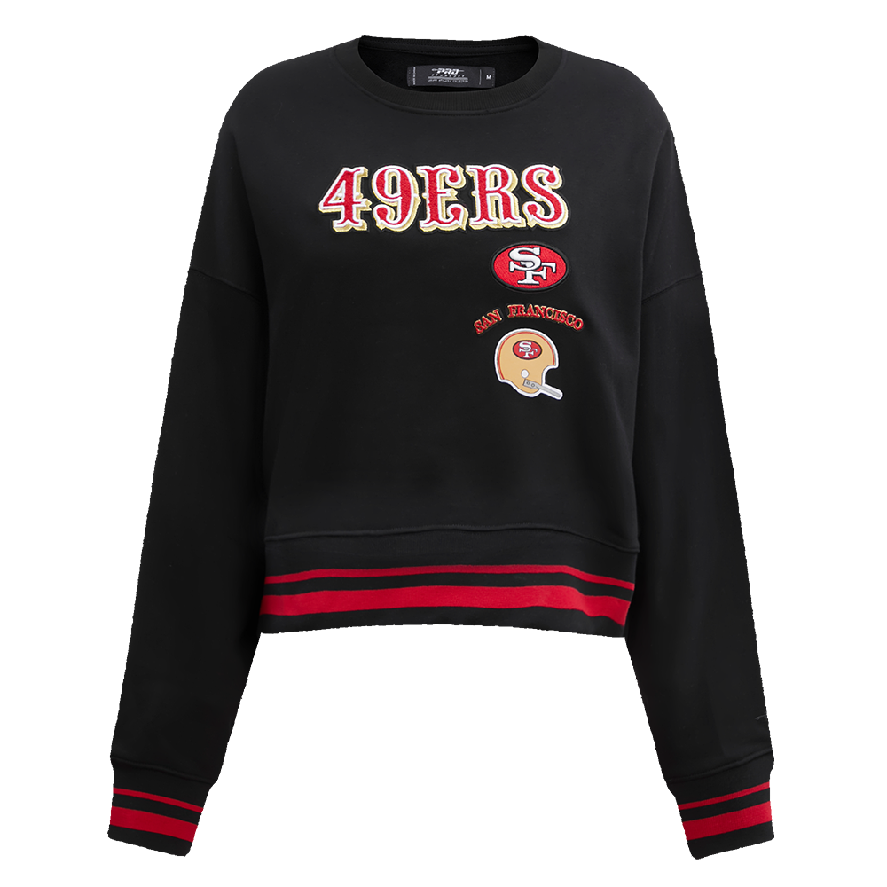 NFL SAN FRANCISCO 49ERS RETRO CLASSIC WOMEN'S CREWNECK (BLACK/RED/BLACK)