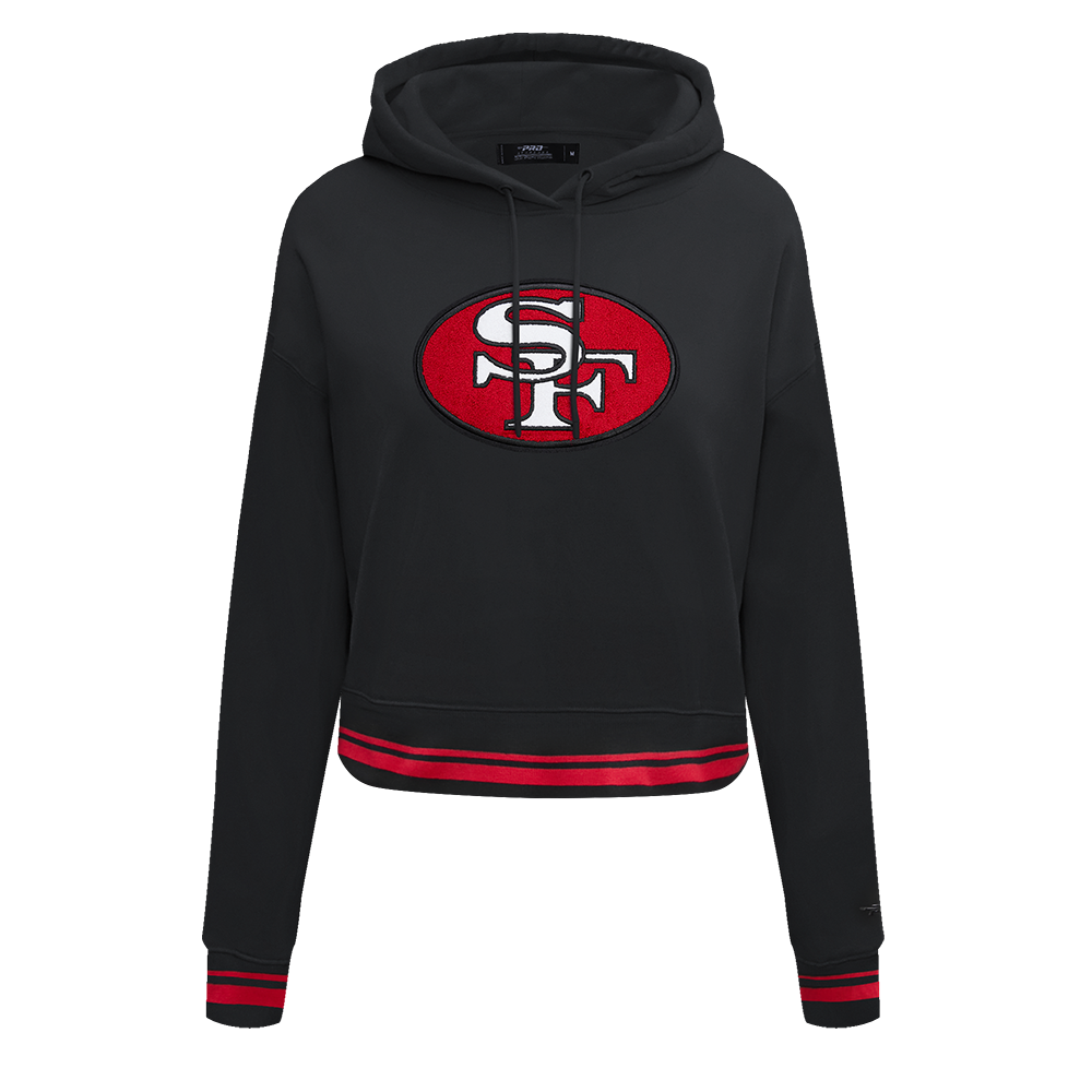 NFL SAN FRANCISCO 49ERS RETRO CLASSIC WOMEN´S CROPPED PO HOODIE (BLACK/RED/BLACK)