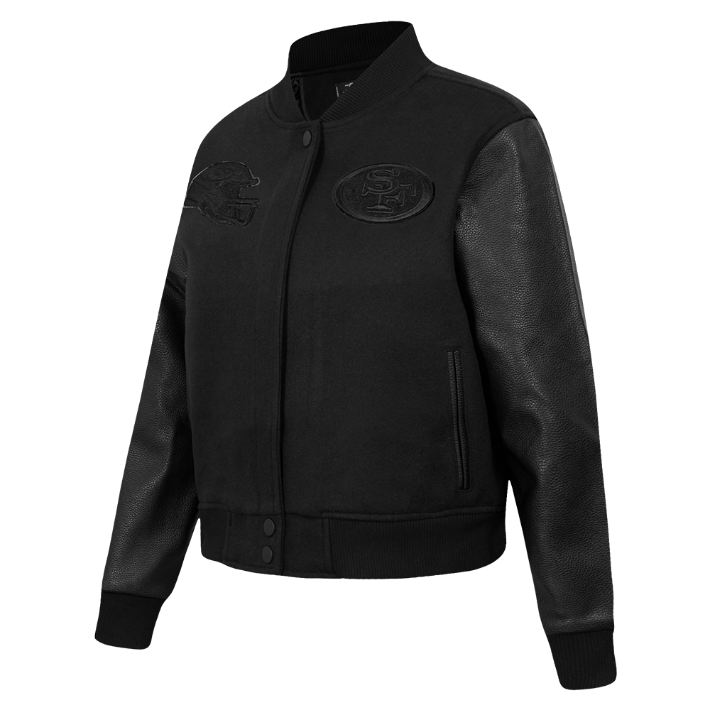 NFL SAN FRANCISCO 49ERS TRIPLE BLACK WOMEN'S WOOL VARSITY JACKET (TRIPLE BLACK WOMEN'S)