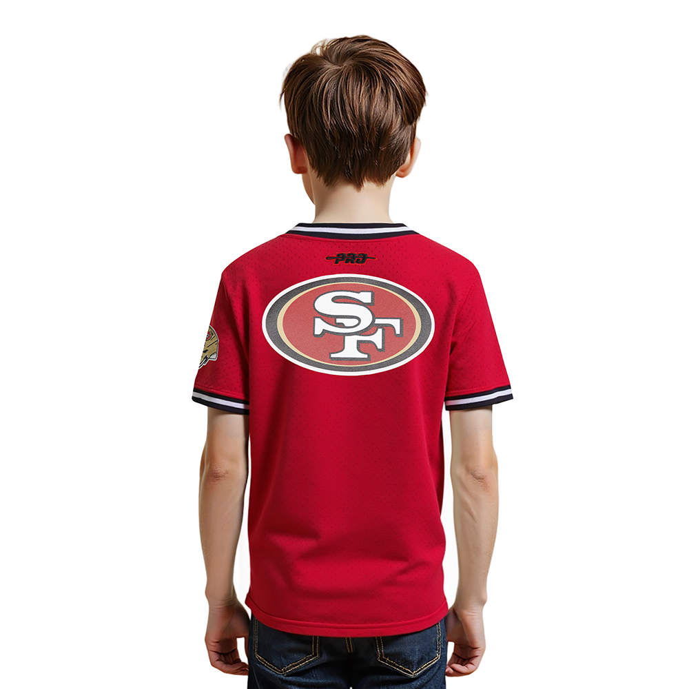 NFL SAN FRANCISCO 49ERS CLASSIC LITTLE BOYS SHORT SLEEVE MESH TEE (RED/BLACK)