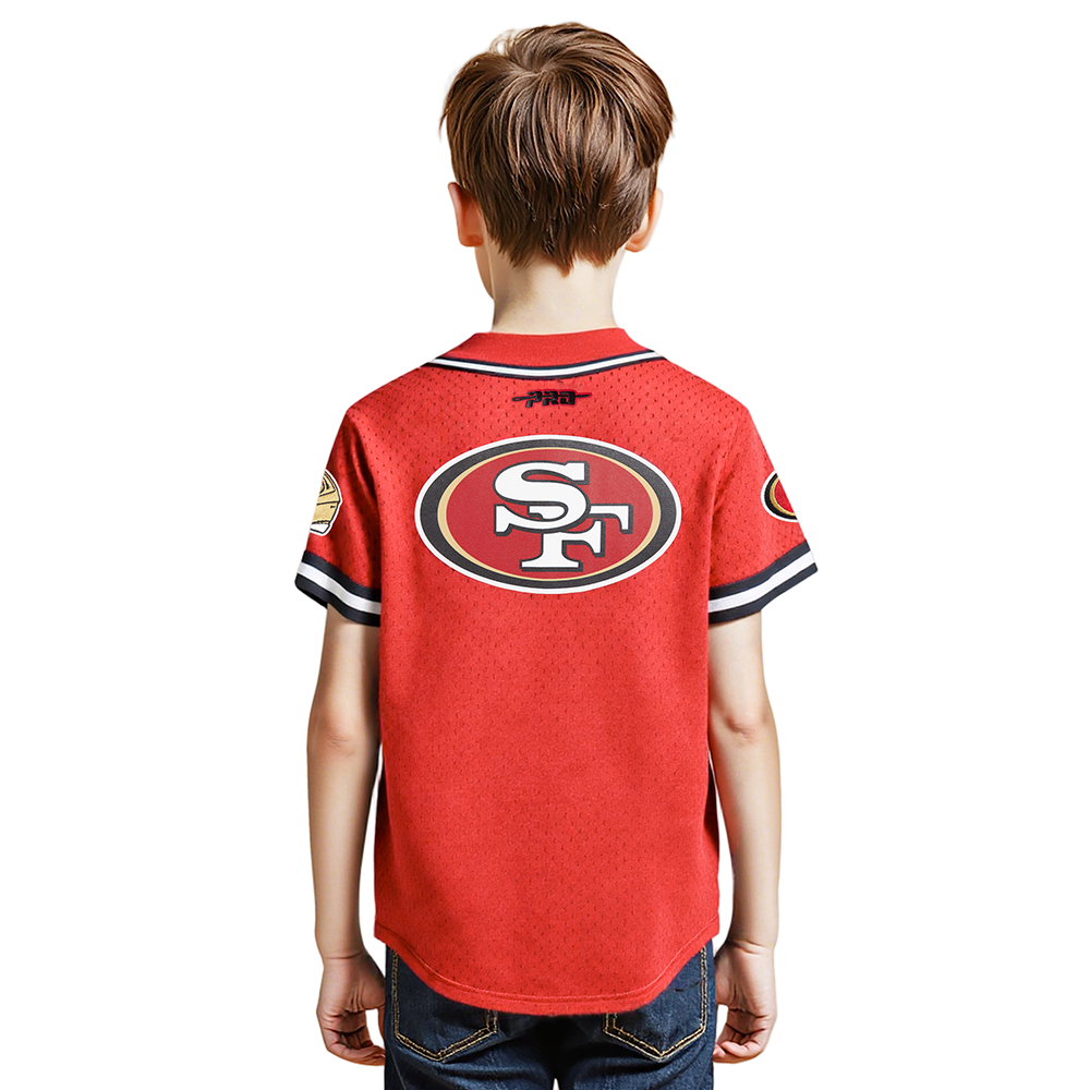 NFL SAN FRANCISCO 49ERS CLASSIC TODDLER BOYS MESH BUTTON DOWN SHIRT (BLACK/RED)