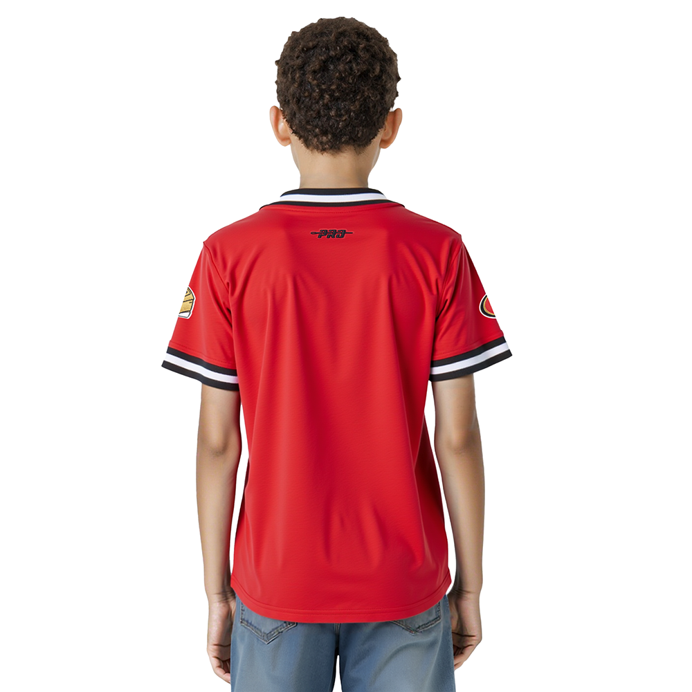NFL SAN FRANCISCO 49ERS CLASSIC LITTLE BOYS SHORT SLEEVE STRIPED RIB TEE (RED/BLACK)