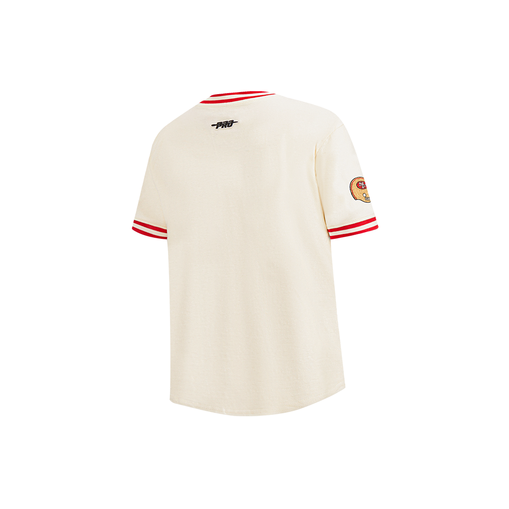 NFL SAN FRANCISCO 49ERS RETRO CLASSIC LITTLE BOY'S SS STRIPED RIB TEE (EGGSHELL/ RED)