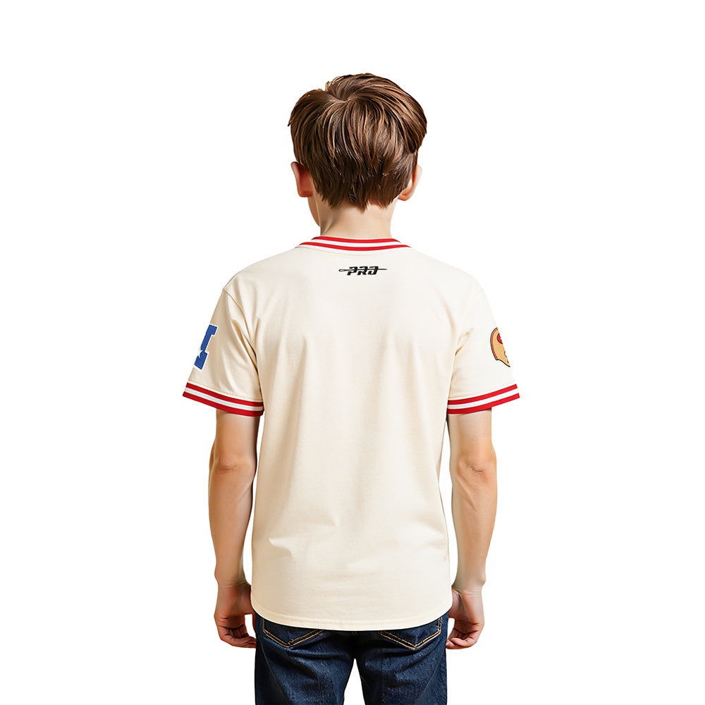 NFL SAN FRANCISCO 49ERS RETRO CLASSIC LITTLE BOY'S SS STRIPED RIB TEE (EGGSHELL/ RED)