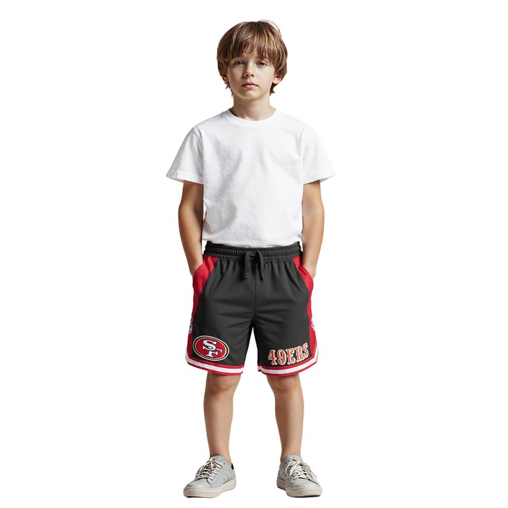 NFL SAN FRANCISCO 49ERS CLASSIC LITTLE BOYS FLEECE 2.0 SHORT (BLACK/RED)