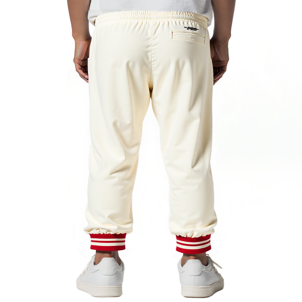 NFL SAN FRANCISCO 49ERS RETRO CLASSIC LITTLE BOYS RIB FLC SWEATPANT (EGGSHELL/ RED)