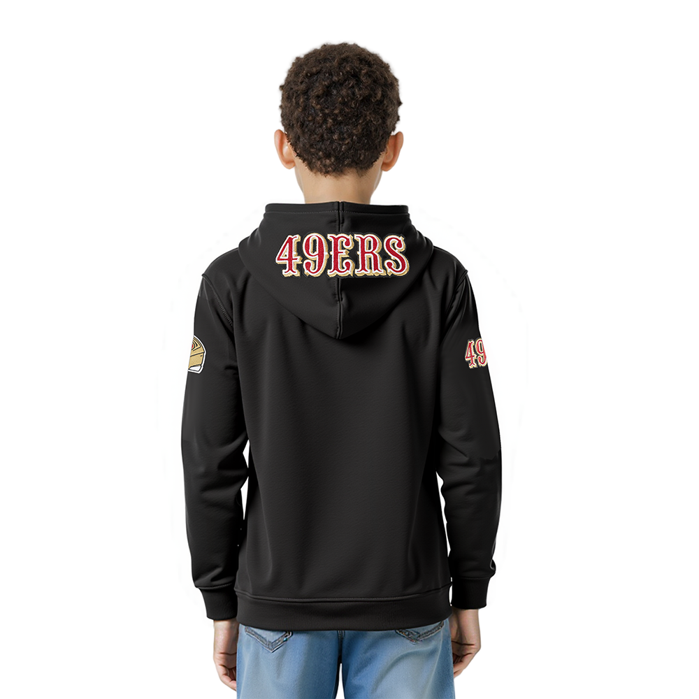 NFL SAN FRANCISCO 49ERS CLASSIC LITTLE BOYS FLEECE FULL ZIP HOODIE (BLACK)