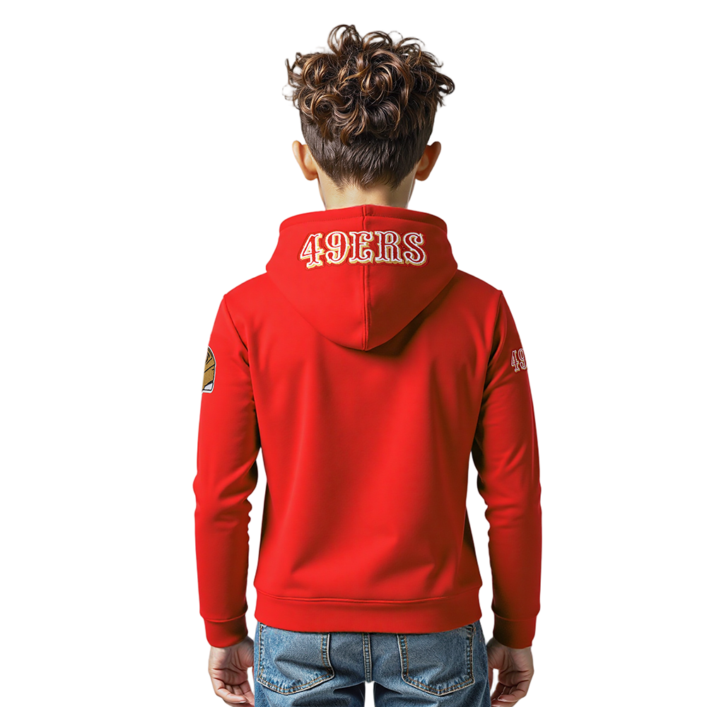 NFL SAN FRANCISCO 49ERS CLASSIC LITTLE BOYS FLEECE FULL ZIP HOODIE (RED)
