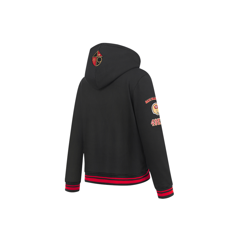 NFL SAN FRANCISCO 49ERS RETRO CLASSICS LITTLE BOY'S RIB FLEECE PO HOODIE (BLACK/RED/BLACK)
