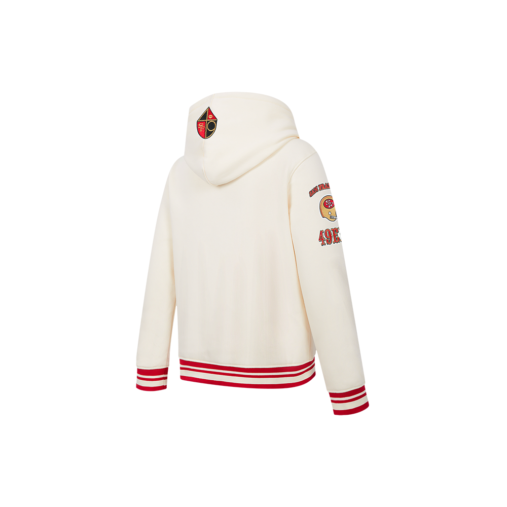 NFL SAN FRANCISCO 49ERS RETRO CLASSICS LITTLE BOY'S RIB FLEECE PO HOODIE (EGGSHELL/ RED)