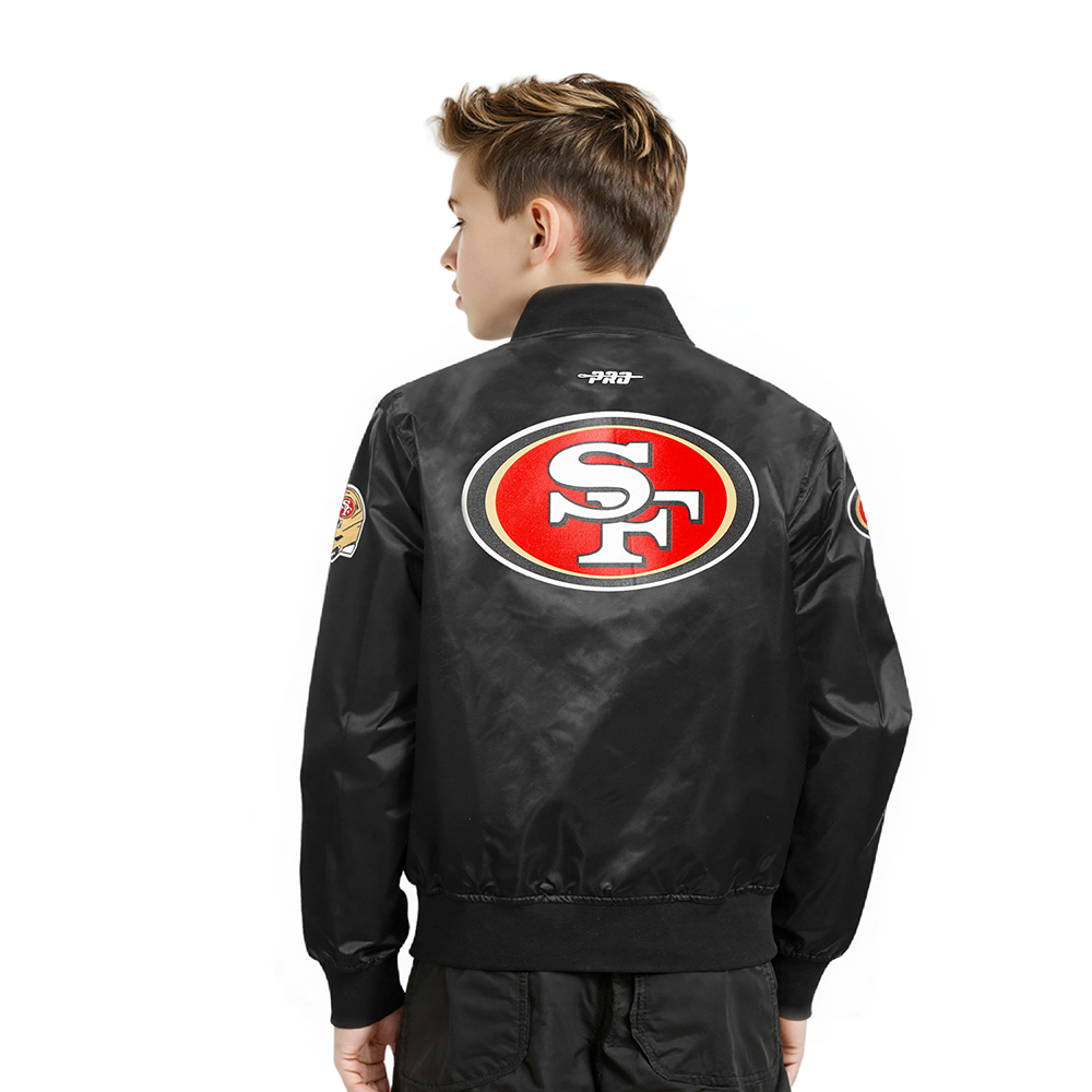 NFL SAN FRANCISCO 49ERS CLASSIC LITTLE BOYS SATIN JACKET (BLACK)