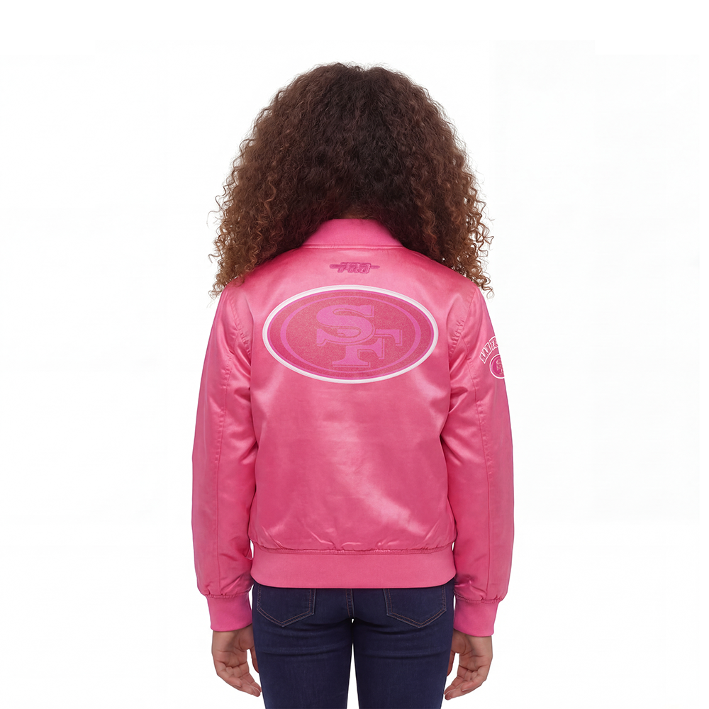 NFL SAN FRANCISCO 49ERS TRIPLE PINK LITTLE GIRLS  SATIN JACKET (BEETROOT PURPLE)