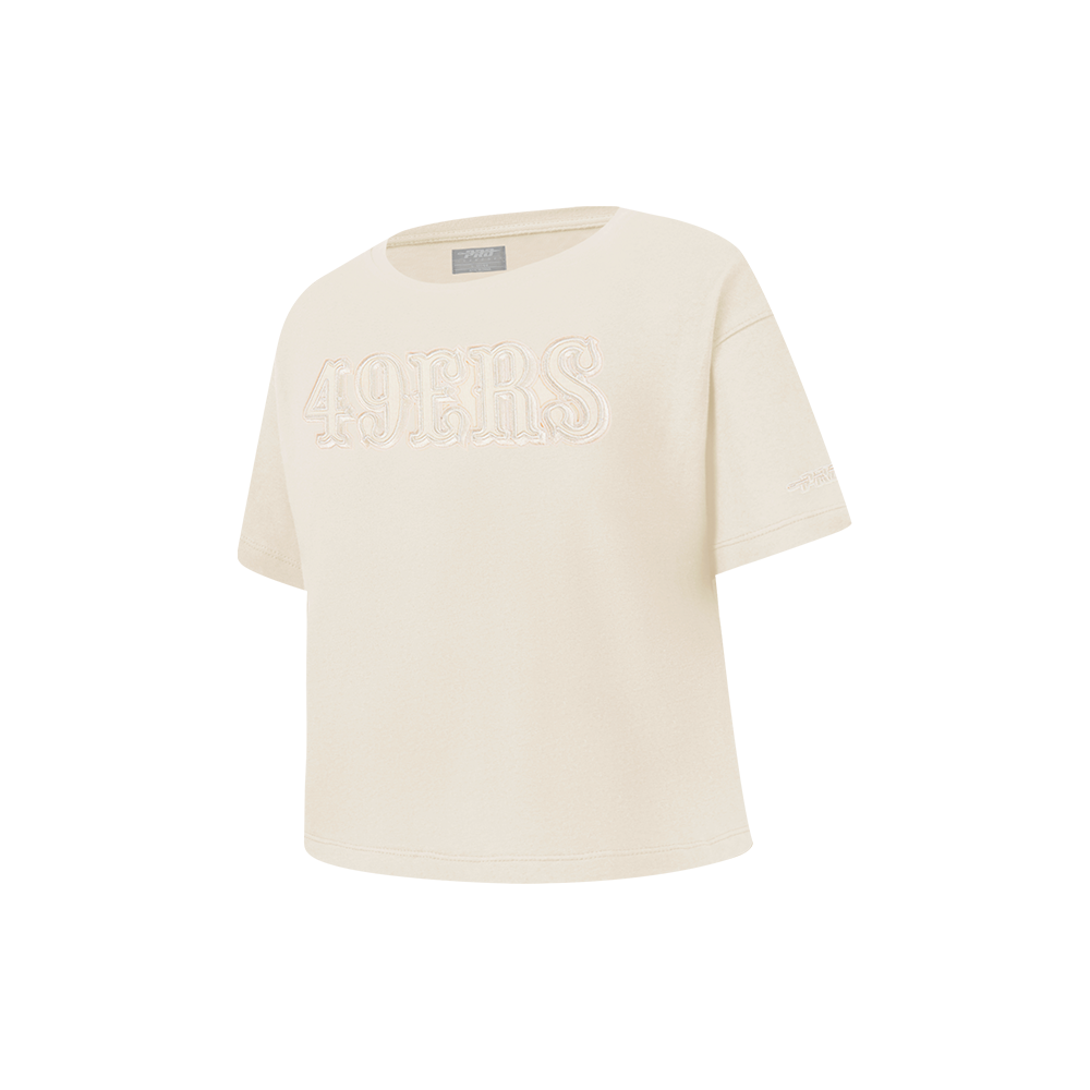 NFL SAN FRANCISCO 49ERS NEUTRAL LITTLE GIRLS SHORT SLEEVE BOXY TEE (EGGSHELL)