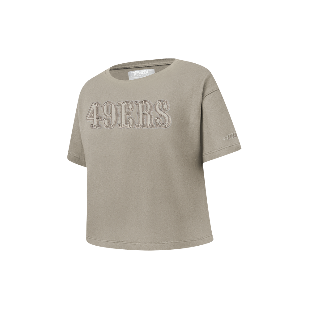 NFL SAN FRANCISCO 49ERS NEUTRAL LITTLE GIRLS SHORT SLEEVE BOXY TEE (TAUPE)