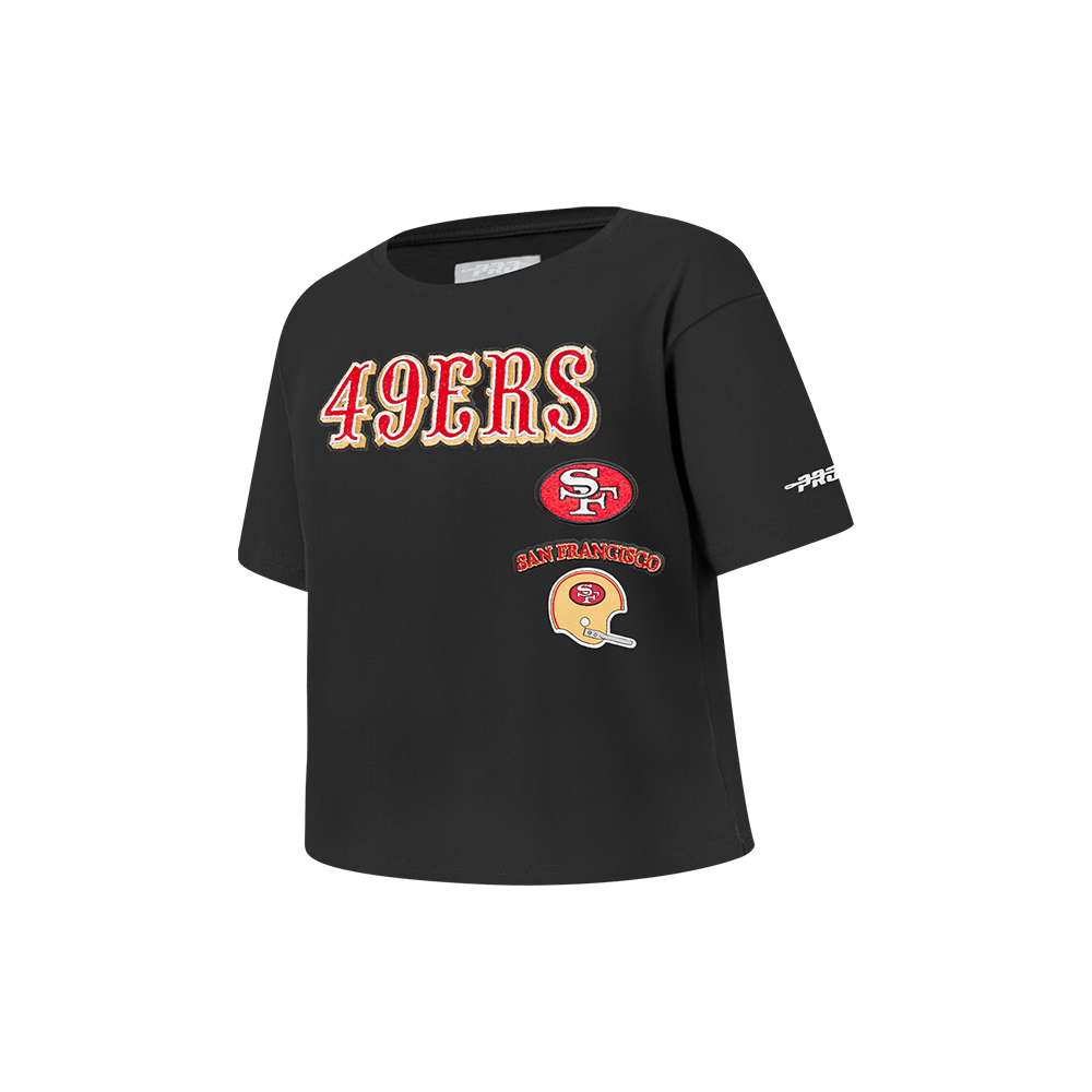 NFL SAN FRANCISCO 49ERS RETRO CLASSIC LITTLE GIRLS SHORT SLEEVE BOXY TEE (BLACK)