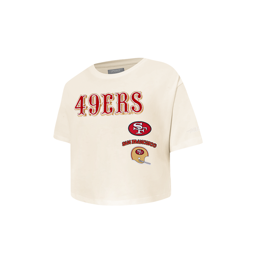 NFL SAN FRANCISCO 49ERS RETRO CLASSIC LITTLE GIRLS SHORT SLEEVE BOXY TEE (EGGSHELL)