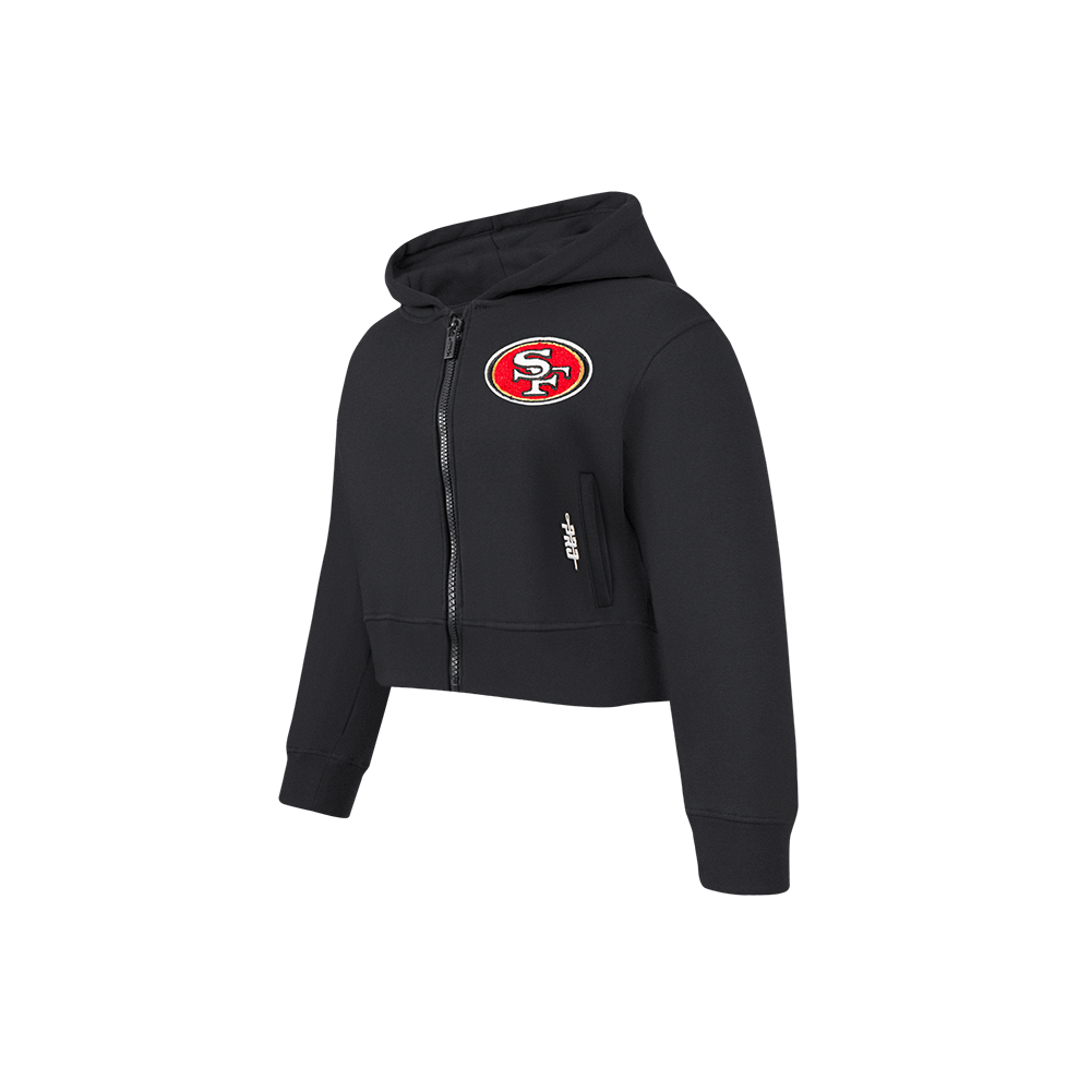 NFL SAN FRANCISCO 49ERS CLASSIC LITTLE GIRLS  FLEECE FULL ZIP HOODIE (BLACK)