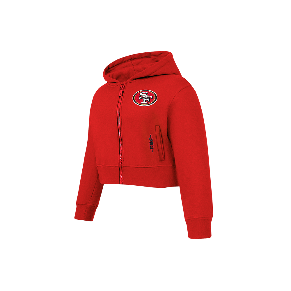 NFL SAN FRANCISCO 49ERS CLASSIC LITTLE GIRLS  FLEECE FULL ZIP HOODIE (RED)