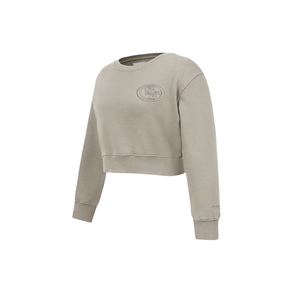 NFL SAN FRANCISCO 49ERS NEUTRAL LITTLE GIRLS FLEECE CREWNECK (TAUPE)