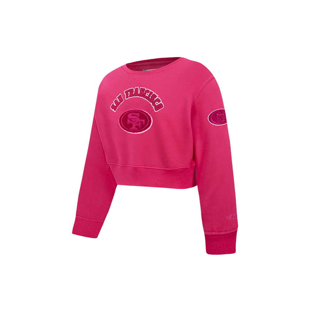 NFL SAN FRANCISCO 49ERS TRIPLE PINK LITTLE GIRLS  FLEECE CREWNECK (BEETROOT PURPLE)