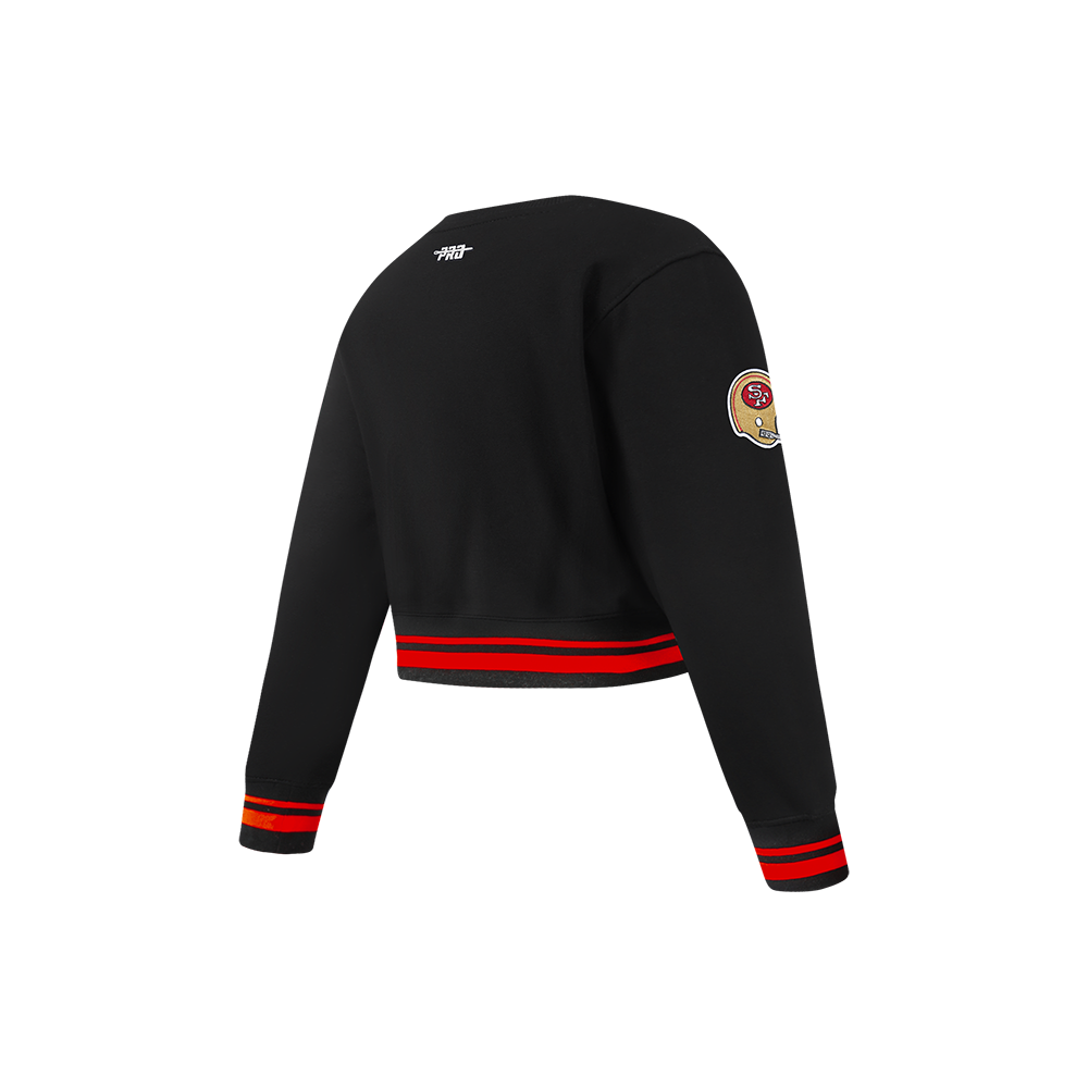 NFL SAN FRANCISCO 49ERS RETRO CLASSICS LITTLE GIRL'S RIB FLEECE CREWNECK (BLACK/RED/BLACK)