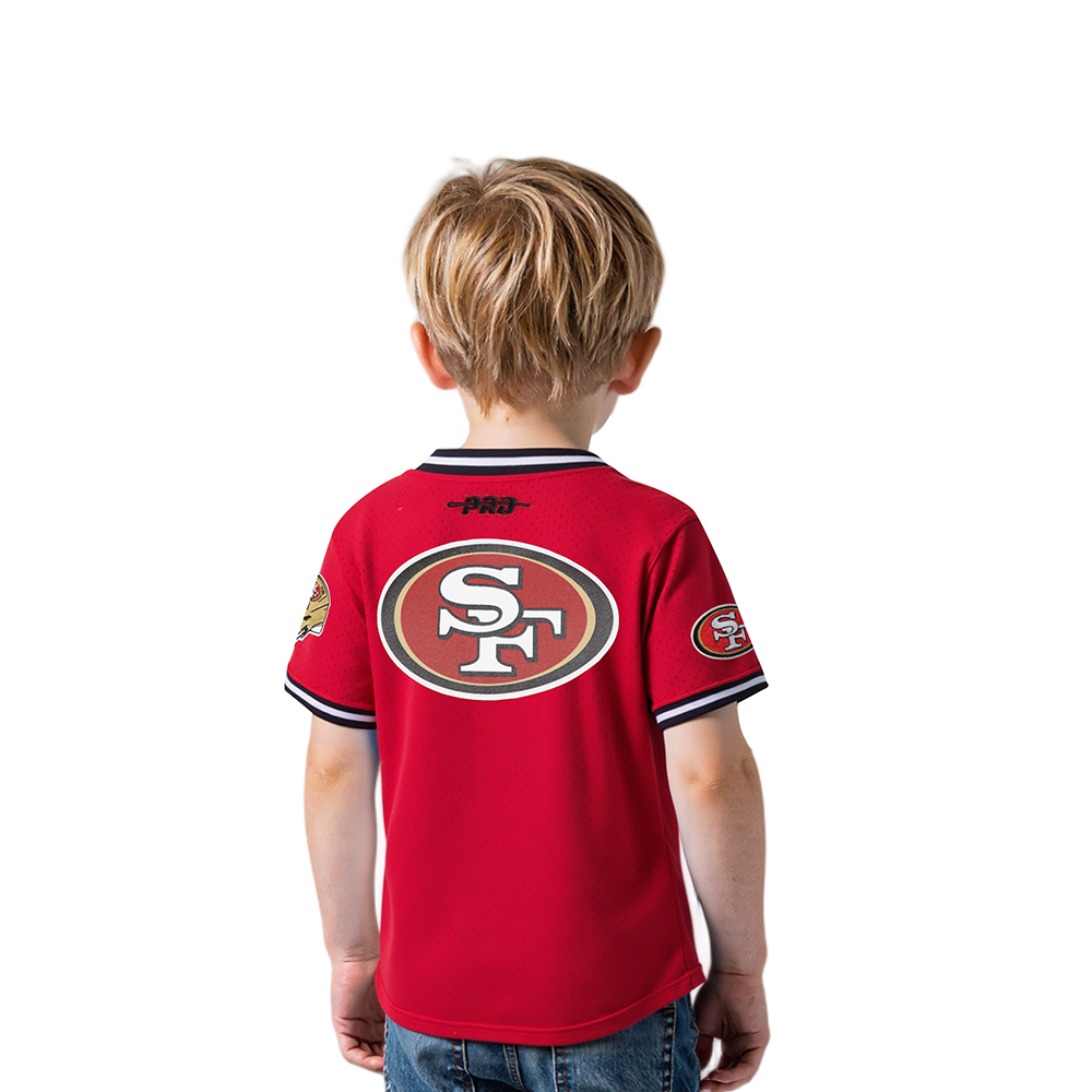 NFL SAN FRANCISCO 49ERS CLASSIC TODDLER BOYS SHORT SLEEVE MESH TEE (RED/BLACK)