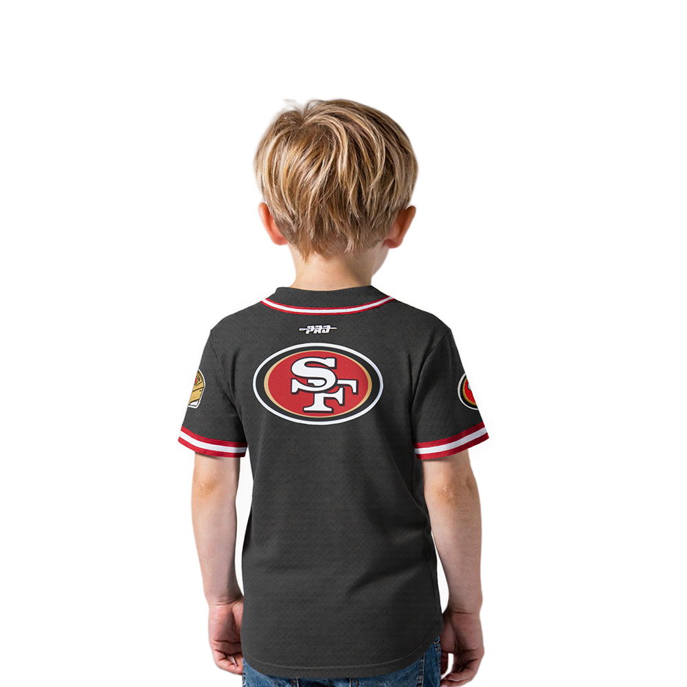 NFL SAN FRANCISCO 49ERS CLASSIC TODDLER BOYS MESH BUTTON DOWN SHIRT (BLACK/RED)