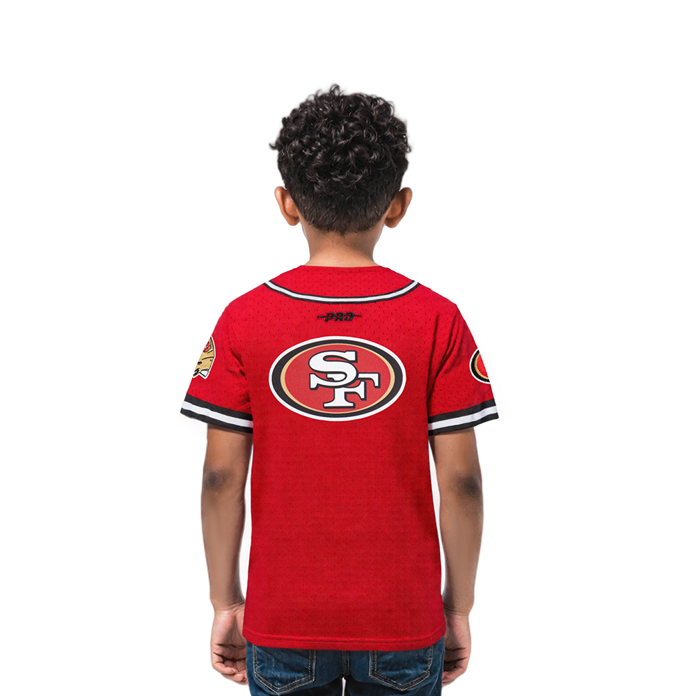 NFL SAN FRANCISCO 49ERS CLASSIC TODDLER BOYS MESH BUTTON DOWN SHIRT (RED/BLACK)