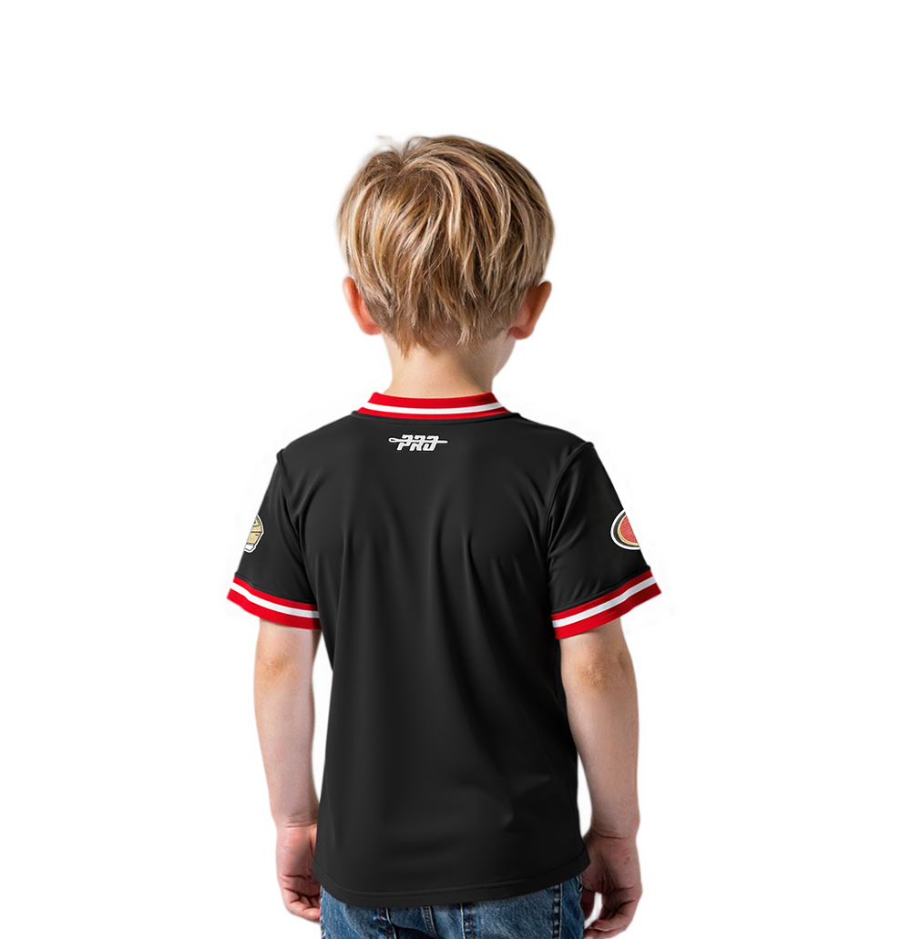 NFL SAN FRANCISCO 49ERS CLASSIC TODDLER BOYS SHORT SLEEVE STRIPED RIB TEE (BLACK/RED)