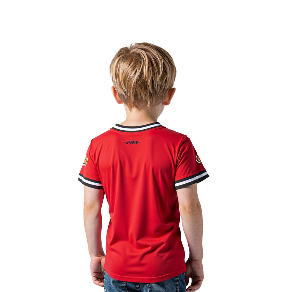 NFL SAN FRANCISCO 49ERS CLASSIC TODDLER BOYS SHORT SLEEVE STRIPED RIB TEE (RED/BLACK)