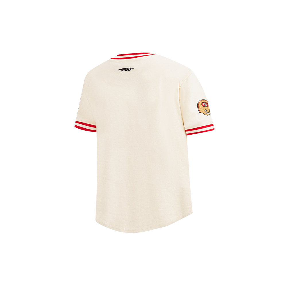 NFL SAN FRANCISCO 49ERS RETRO CLASSIC TODDLER BOY'S SS STRIPED RIB TEE (EGGSHELL/ RED)