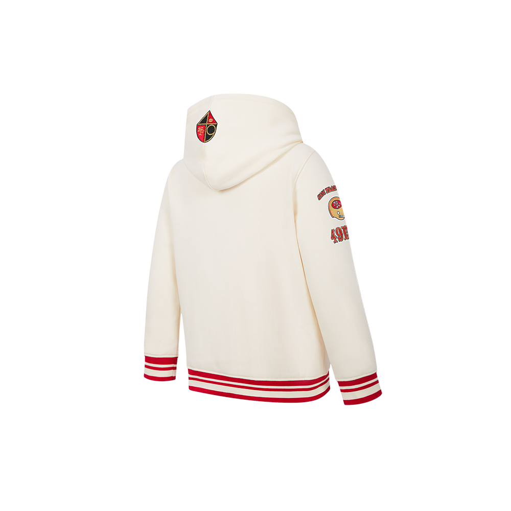 NFL SAN FRANCISCO 49ERS RETRO CLASSICS TODDLER BOY'S RIB FLEECE PO HOODIE (EGGSHELL/ RED)