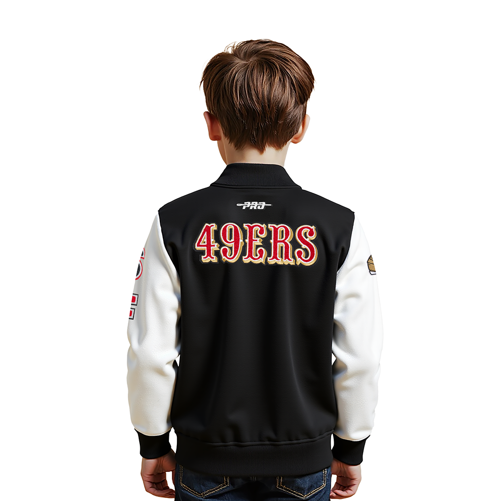 NFL SAN FRANCISCO 49ERS CLASSIC TODDLER BOYS WOOL VARSITY JACKET (BLACK/WHITE)
