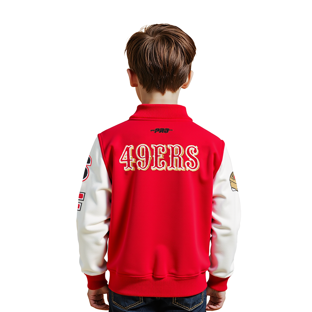 NFL SAN FRANCISCO 49ERS CLASSIC TODDLER BOYS WOOL VARSITY JACKET (RED/WHITE)