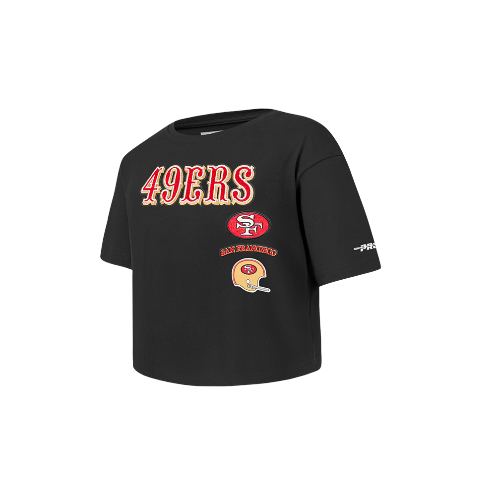 NFL SAN FRANCISCO 49ERS RETRO CLASSIC TODDLER GIRLS SHORT SLEEVE BOXY TEE (BLACK)