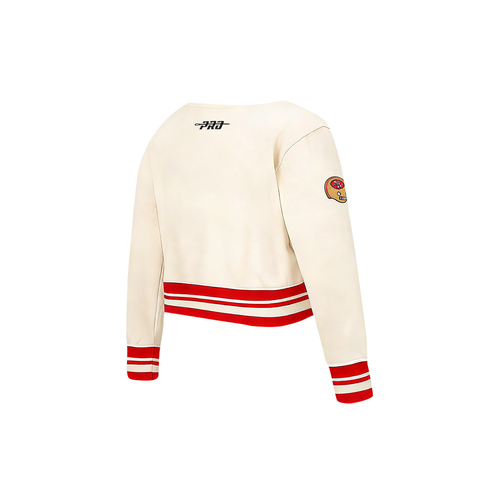 NFL SAN FRANCISCO 49ERS RETRO CLASSICS TODDLER GIRL'S RIB FLEECE CREWNECK (EGGSHELL/ RED)