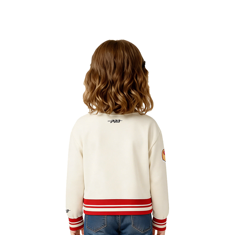 NFL SAN FRANCISCO 49ERS RETRO CLASSICS TODDLER GIRL'S RIB FLEECE CREWNECK (EGGSHELL/ RED)