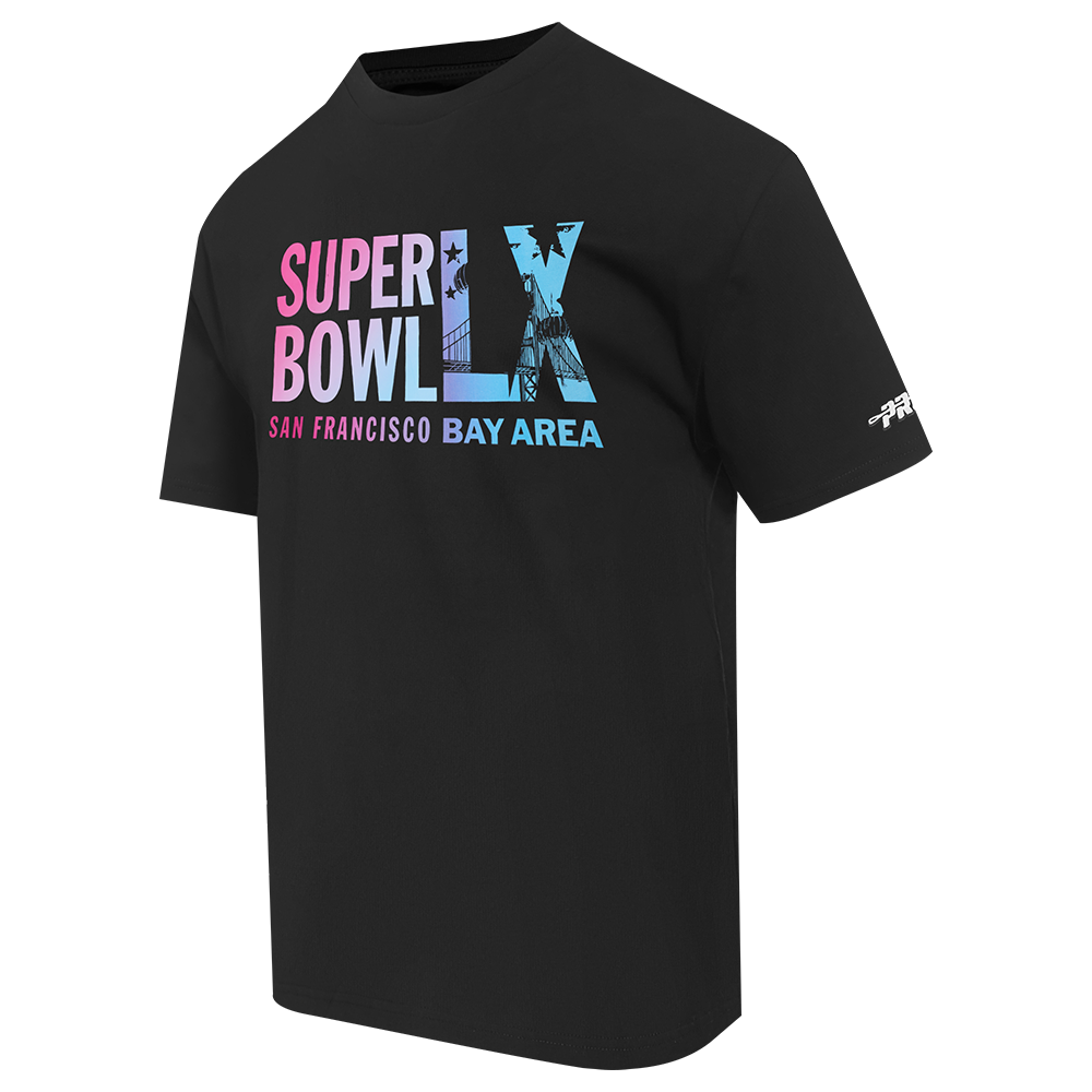 NFL SUPER BOWL 60 WORDMARK MEN'S CJ DROP SHOULDER TEE (BLACK)