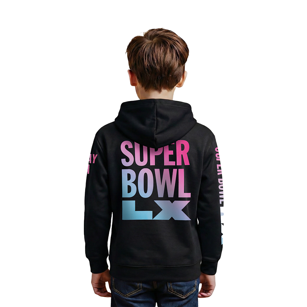 NFL SUPER BOWL 60 LITTLE BOYS FLEECE PO HOODIE (BLACK)
